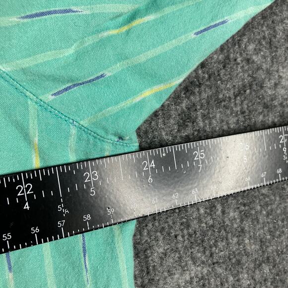 Woolrich Button Down Shirt Mens Large Green Striped Short Sleeve Casual Outdoor - Picture 6 of 10